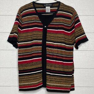 Sag Harbor Short Sleeve Sweater Twinset Shirt Striped Womens Large